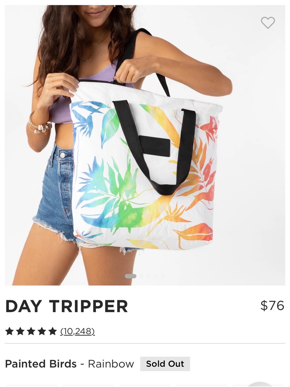 Aloha Collection Day Tripper Rainbow Painted Birds Tote Bag